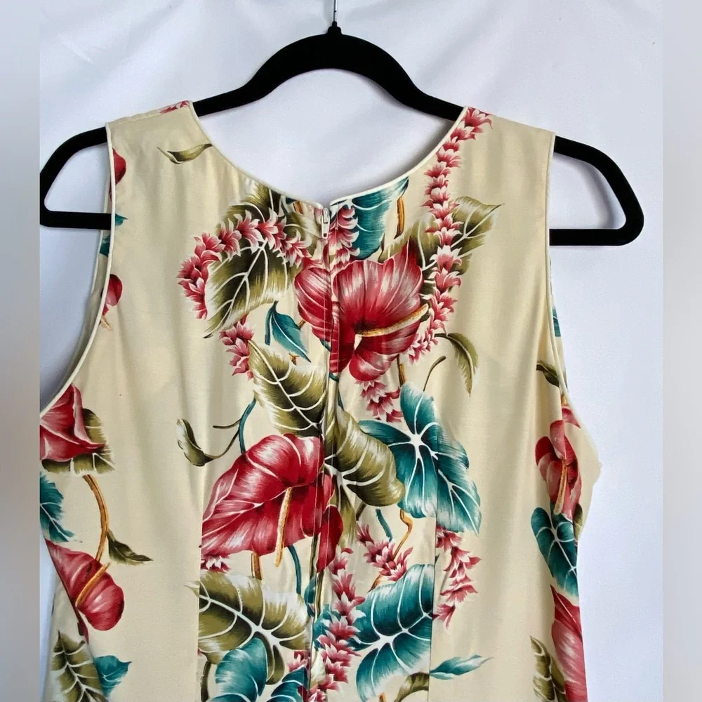 YOUNG HAWAII Sears Cream Tropical Maxi Dress with Red & Teal Floral Print - Picture 8 of 16